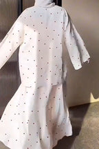 Ditsy Heart Print Modest Two-Piece Abaya Set