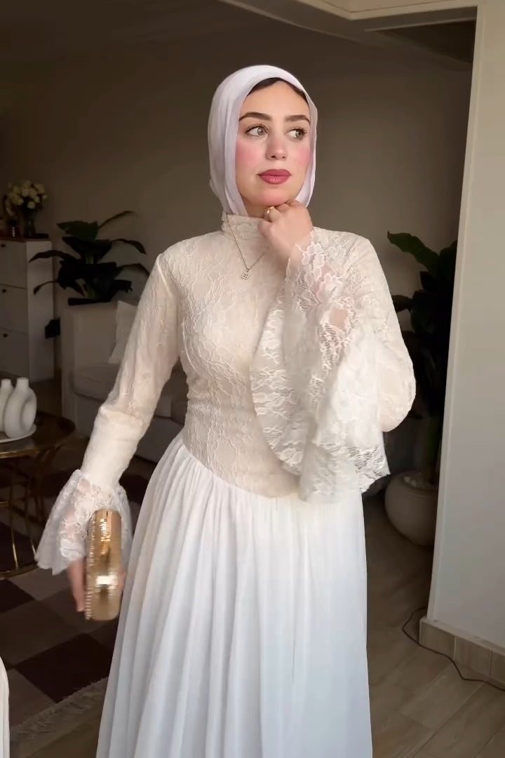 Maya Lace Flare Sleeve Two-Tier Maxi