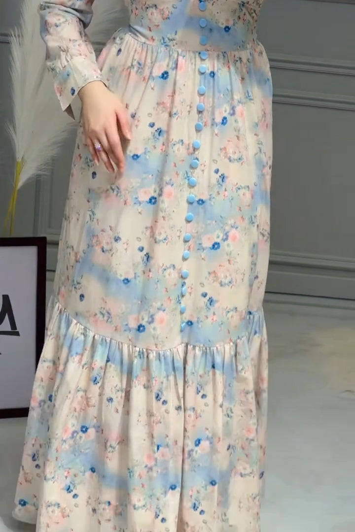 Iris V Neck Ruched Floral Midi