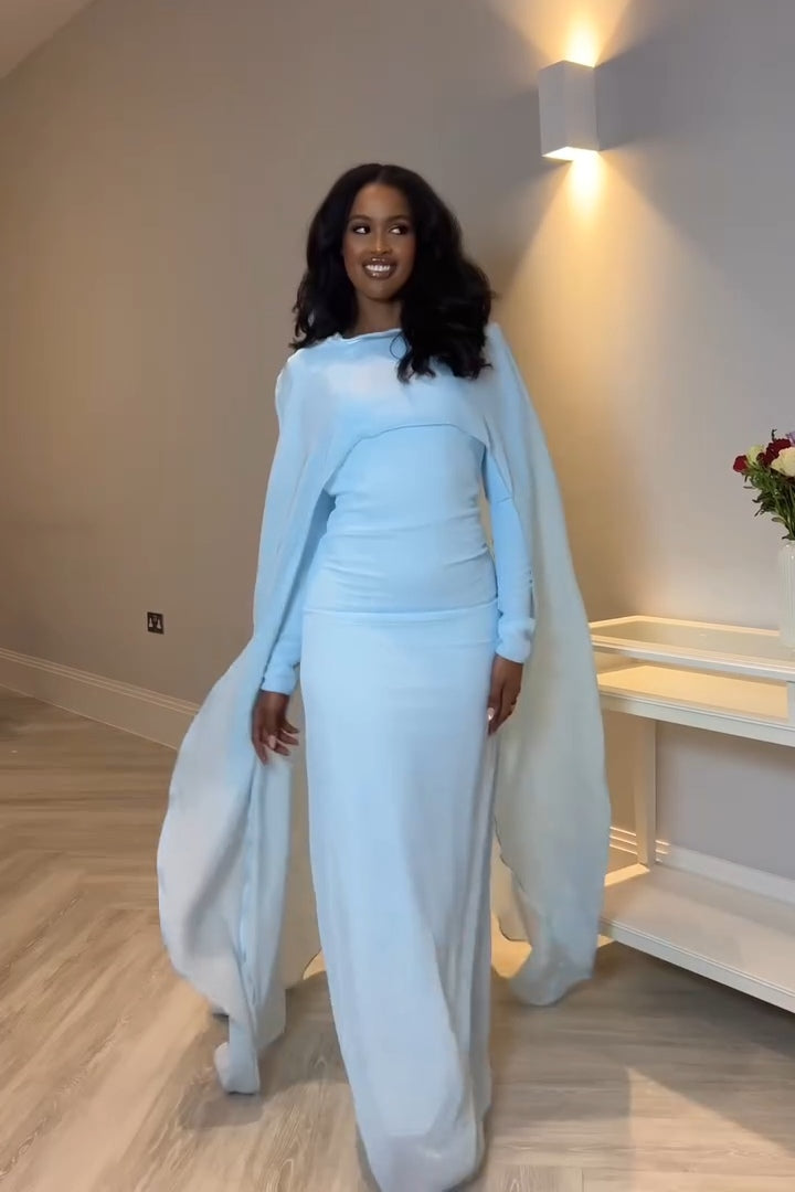 Zainab Floating Cape Sleeve Midi Dress