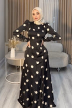 Lina Puff Sleeve Polka Dot Maxi Dress