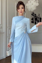 Clara Draped Cape Sleeve Maxi Gown