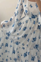 Lyla Blue Floral Square Neck Maxi Dress