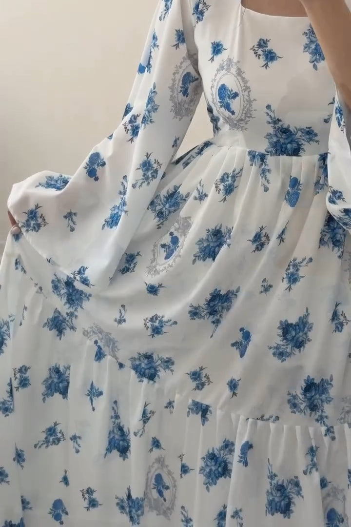 Lyla Blue Floral Square Neck Maxi Dress