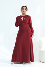 Maya Rhinestone Cape Layer Maxi Dress-Wine