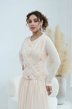 Grace Woven Mesh Maxi Dress-Apricot