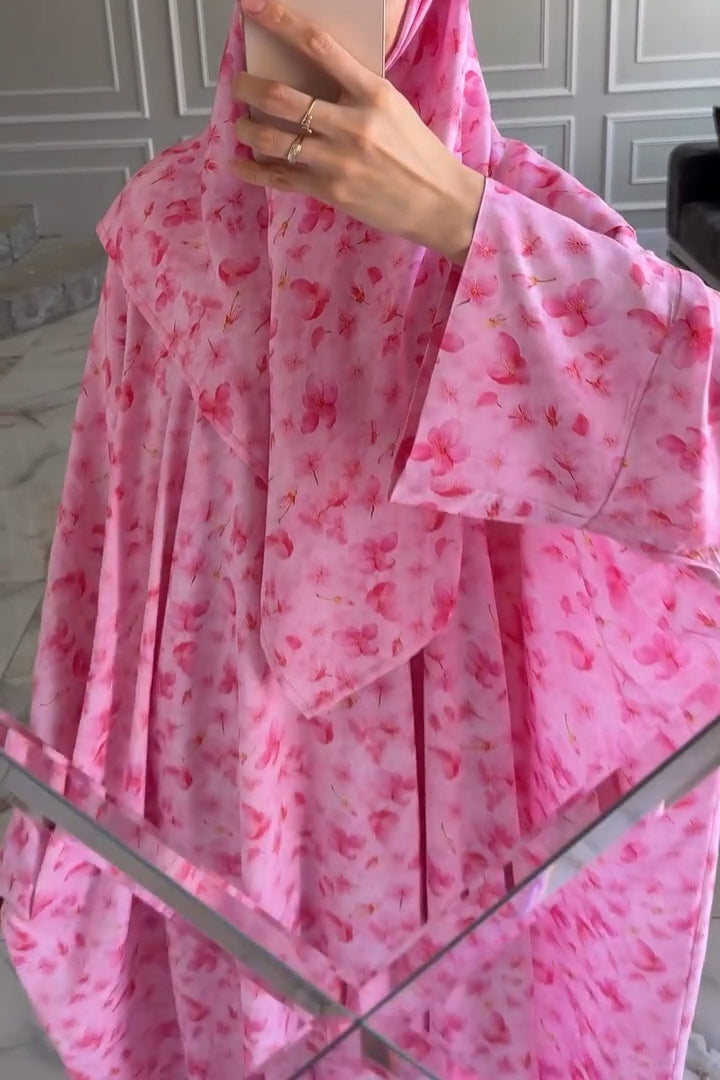 Amara Printed Loose Wide‑Sleeve Abaya