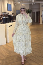 Maya Polka‑Dot Tiered Waist‑Tied Dress