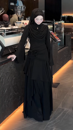Hana Draped Waist‑Flower Abaya