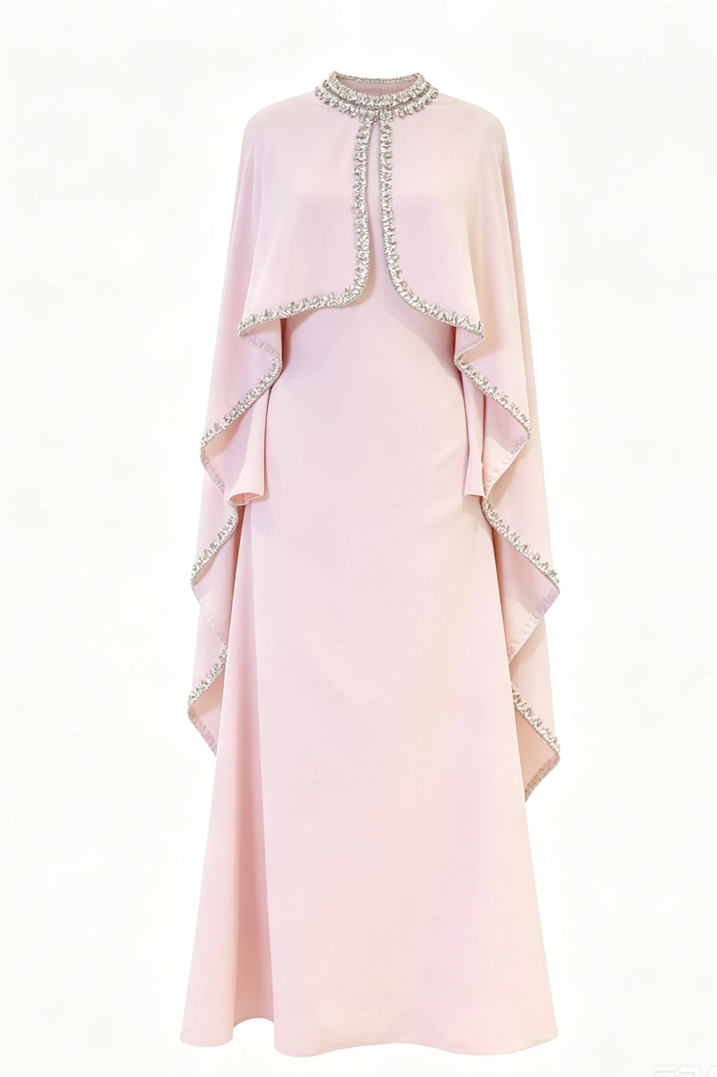 Liora Crystal Trim Cape Overlay Maxi