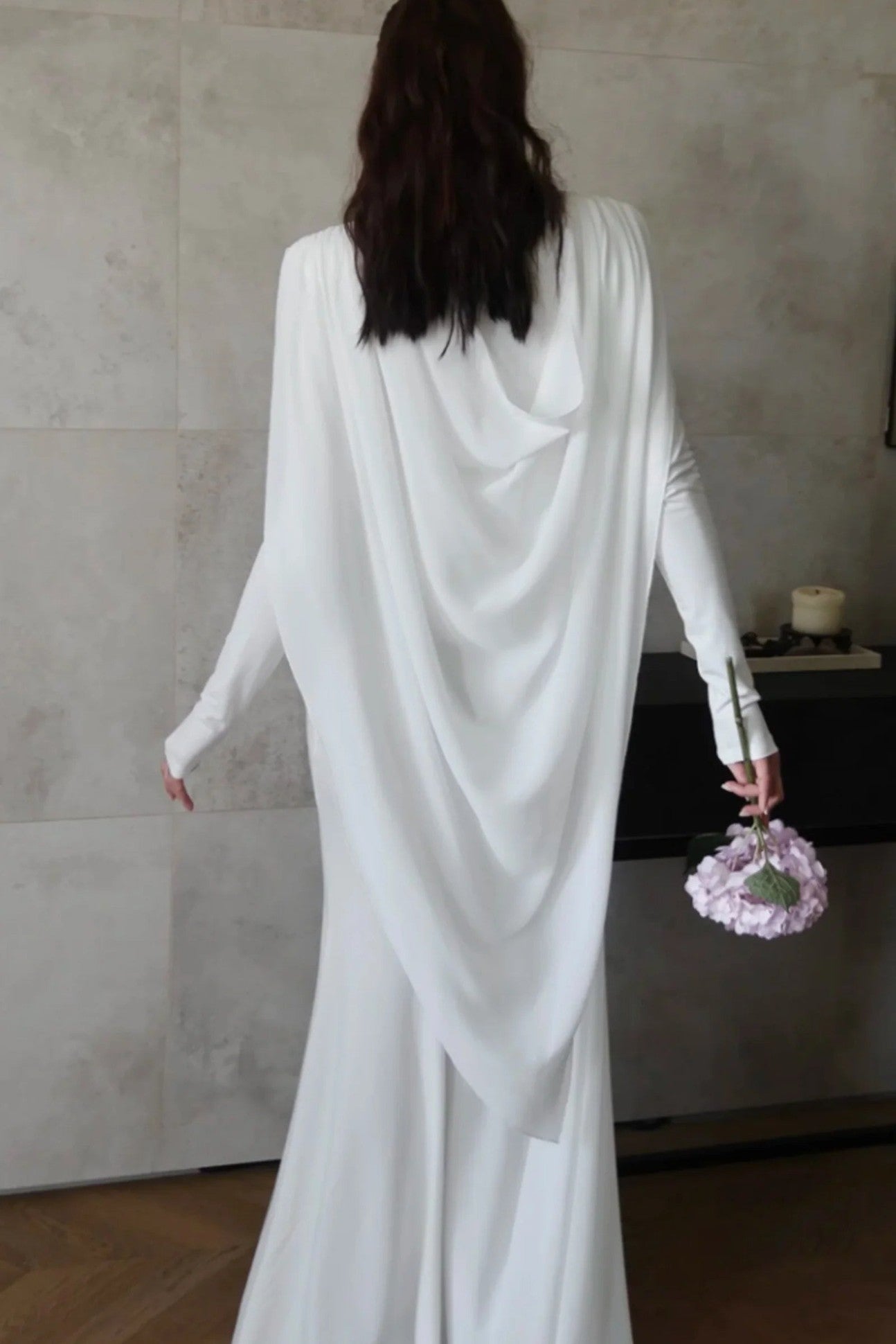 Elegant Draped Shawl Maxi Dress