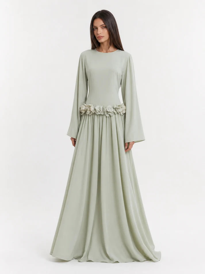 Amaya Flowerfall Gown -Green