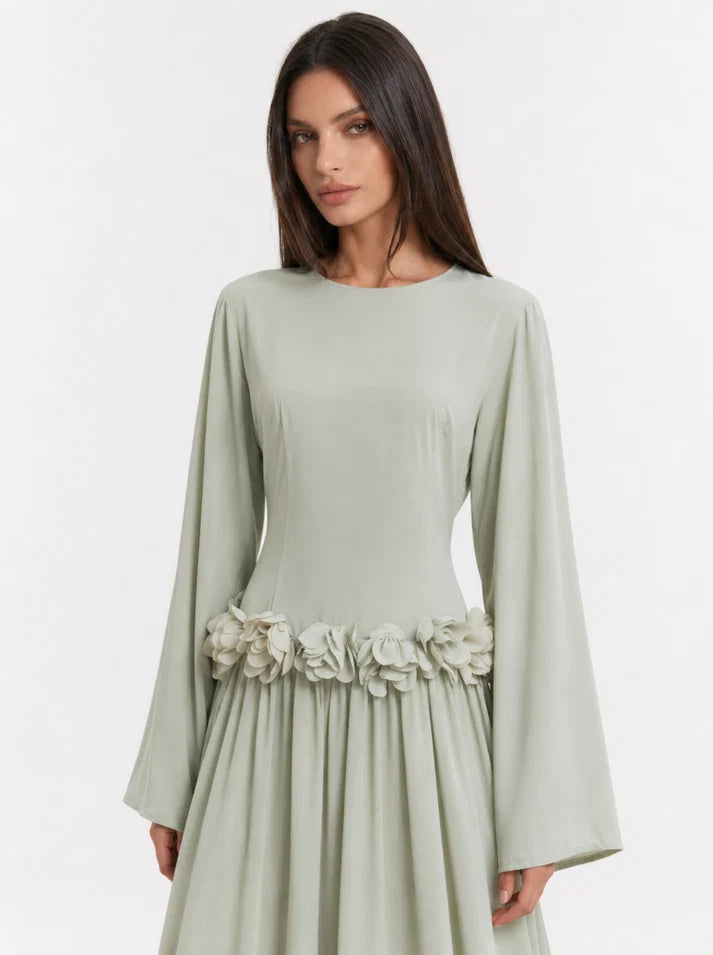 Amaya Flowerfall Gown -Green