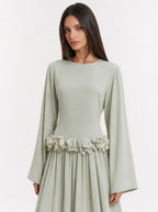 Amaya Flowerfall Gown -Green