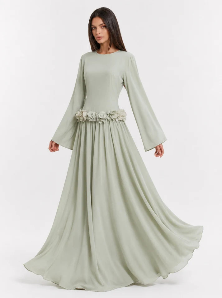 Amaya Flowerfall Gown -Green