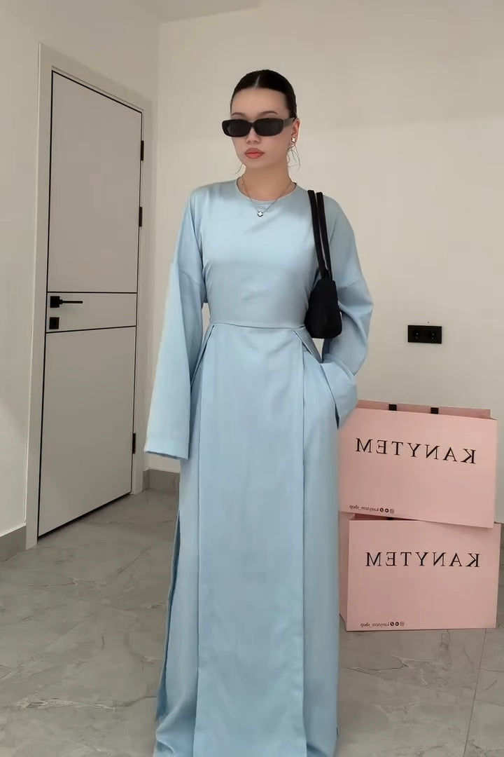 Paula Split Overlay Skirt Set-Blue