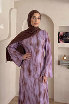Leila Tie Dye Flare Sleeve Maxi Dress-Purple