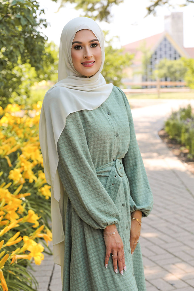 Textured Maxi Dress-Green