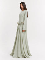 Amaya Flowerfall Gown -Green