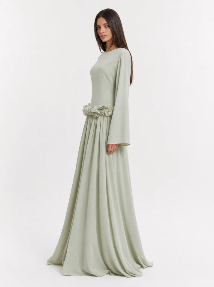 Amaya Flowerfall Gown -Green