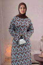 Dania Geometric Floral Flare Sleeve Maxi Dress