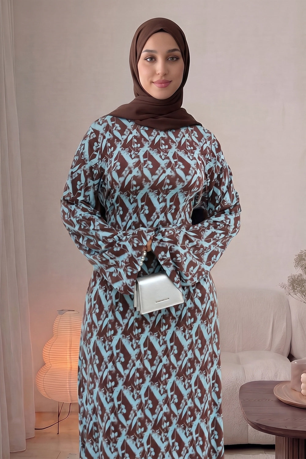 Dania Geometric Floral Flare Sleeve Maxi Dress