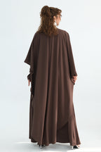 Maya Rhinestone Cape Layer Maxi Dress-Brown
