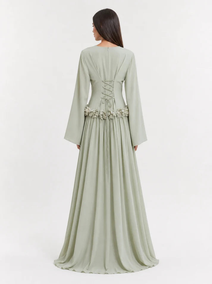 Amaya Flowerfall Gown -Green