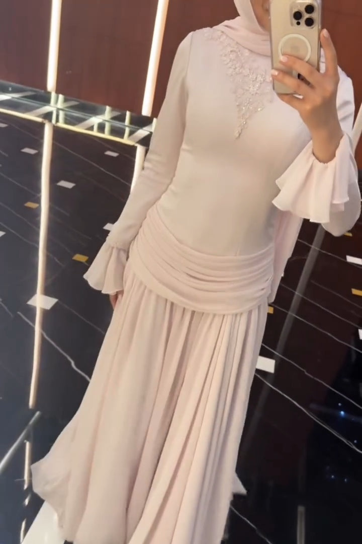 Sofia Lace Applique Flared Dress