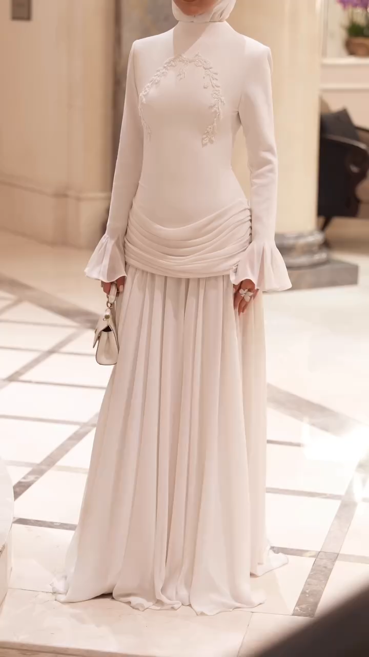 Amara Laurel Motif Draped Waist Maxi Dress