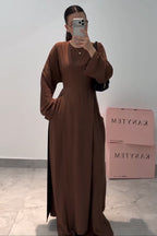 Paula Split Overlay Skirt Set-Brown
