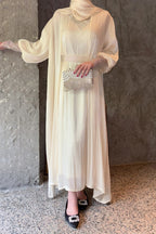 Sara Rhinestone Cuff Two-Piece Abaya-Apricot
