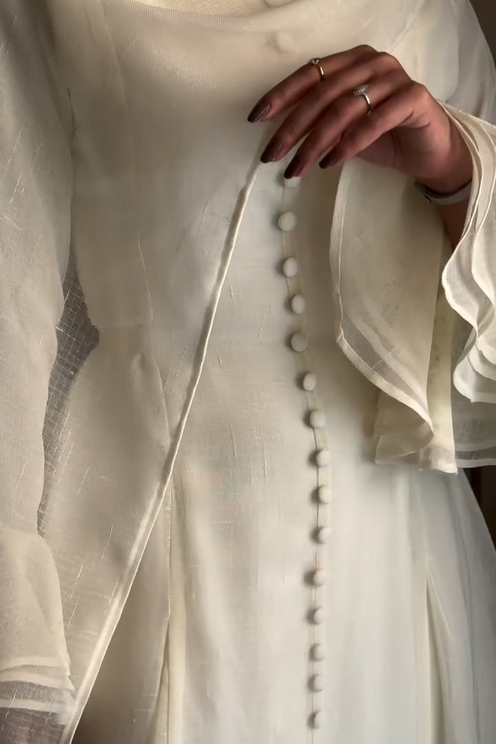 Button Down Attached Scarf Accent Maxi Dress