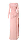 Elegant Solid-Color Slim-Fit Maxi Dress-Pink