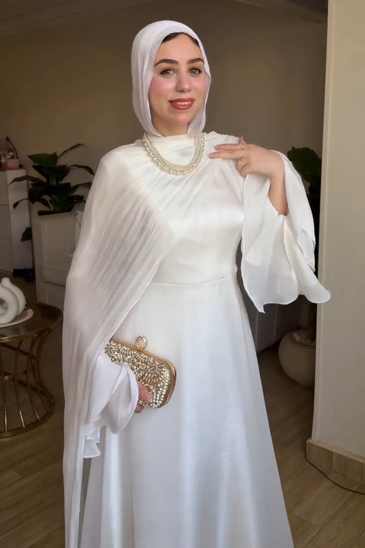 Nadia Cape Layered Flare Sleeve Gown