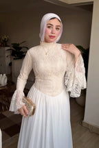 Maya Lace Flare Sleeve Two-Tier Maxi