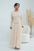 Grace Woven Mesh Maxi Dress-Apricot