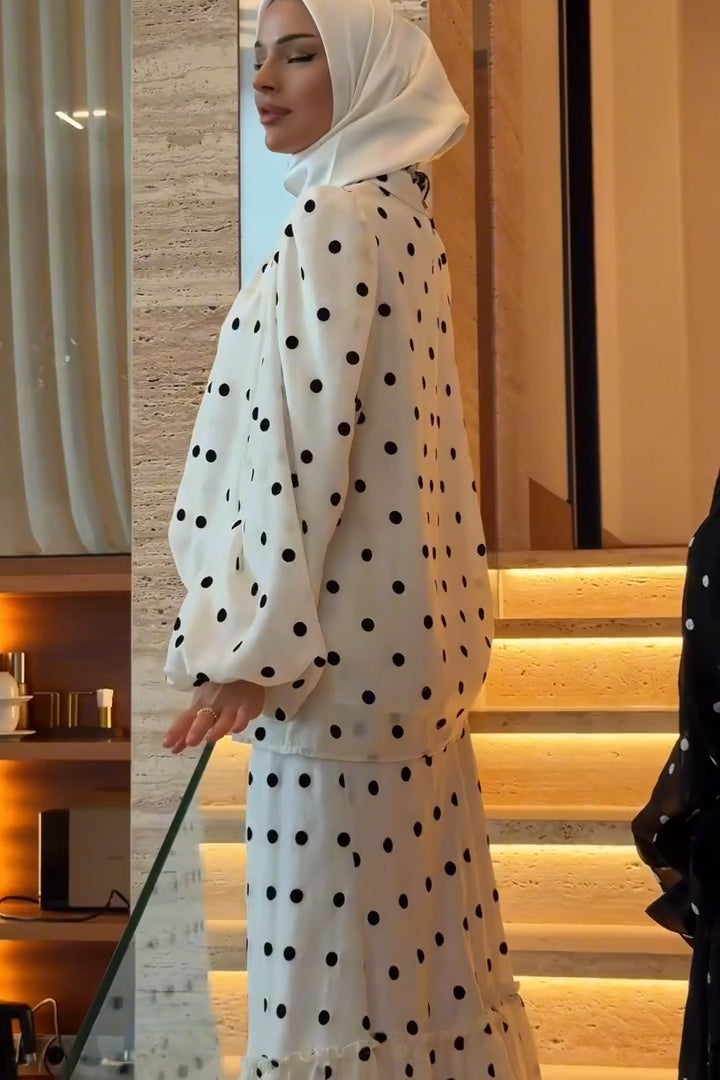 Maren Polka‑Dot Two‑piece Suit-White