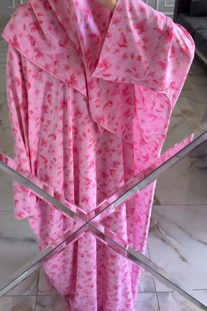 Amara Printed Loose Wide‑Sleeve Abaya