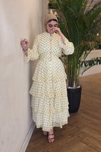 Maya Polka‑Dot Tiered Waist‑Tied Dress