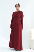 Maya Rhinestone Cape Layer Maxi Dress-Wine