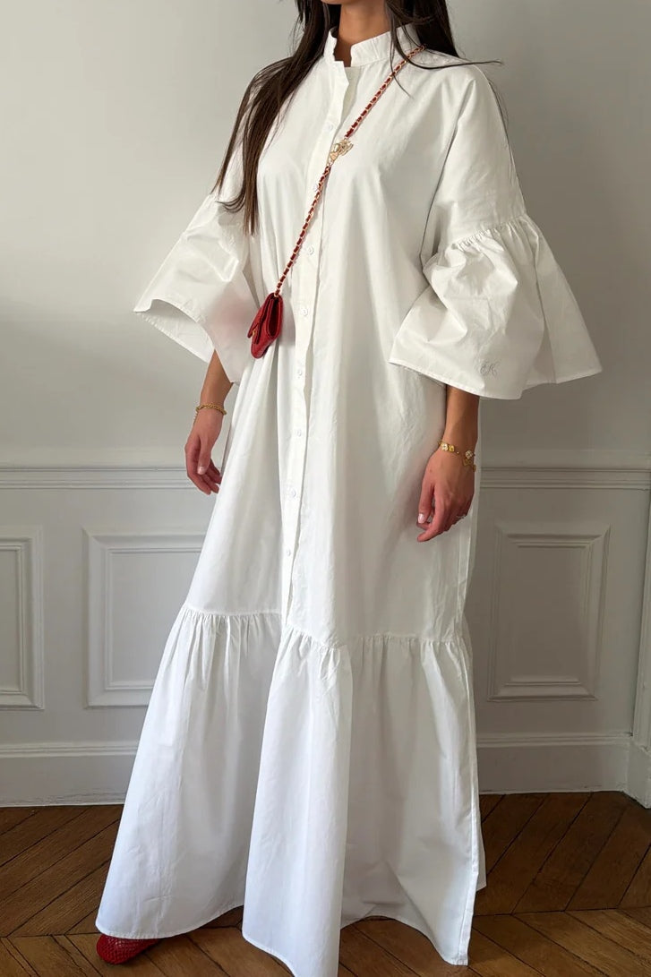 Elena Flared Sleeve Button Maxi Dress