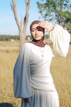 Lina Side Ruched Flare Sleeve Maxi Dress