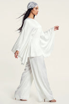 Sarah Cape Sleeve Pant Set-White