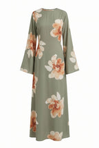 Bloom Floral Maxi Dress-Green