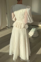 Isabella V-Neck Embroidered Peplum Maxi Dress