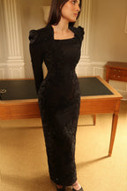 Liora Crystal Floral Evening Matching Set-Black