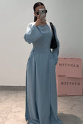 Paula Split Overlay Skirt Set-Blue