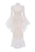 Coveie Lace Ruffle Maxi Dress - White