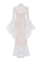 Coveie Lace Ruffle Maxi Dress - White